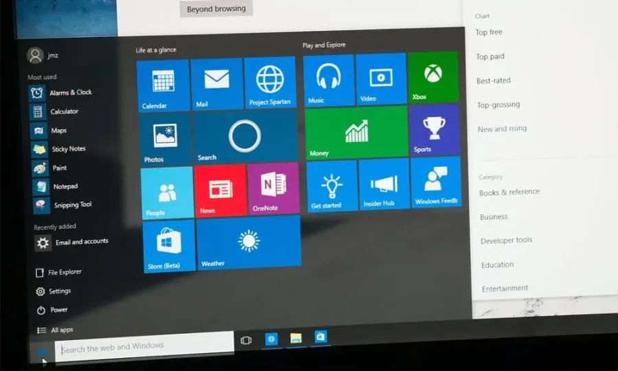 Το μενού έναρξης των Microsoft Windows